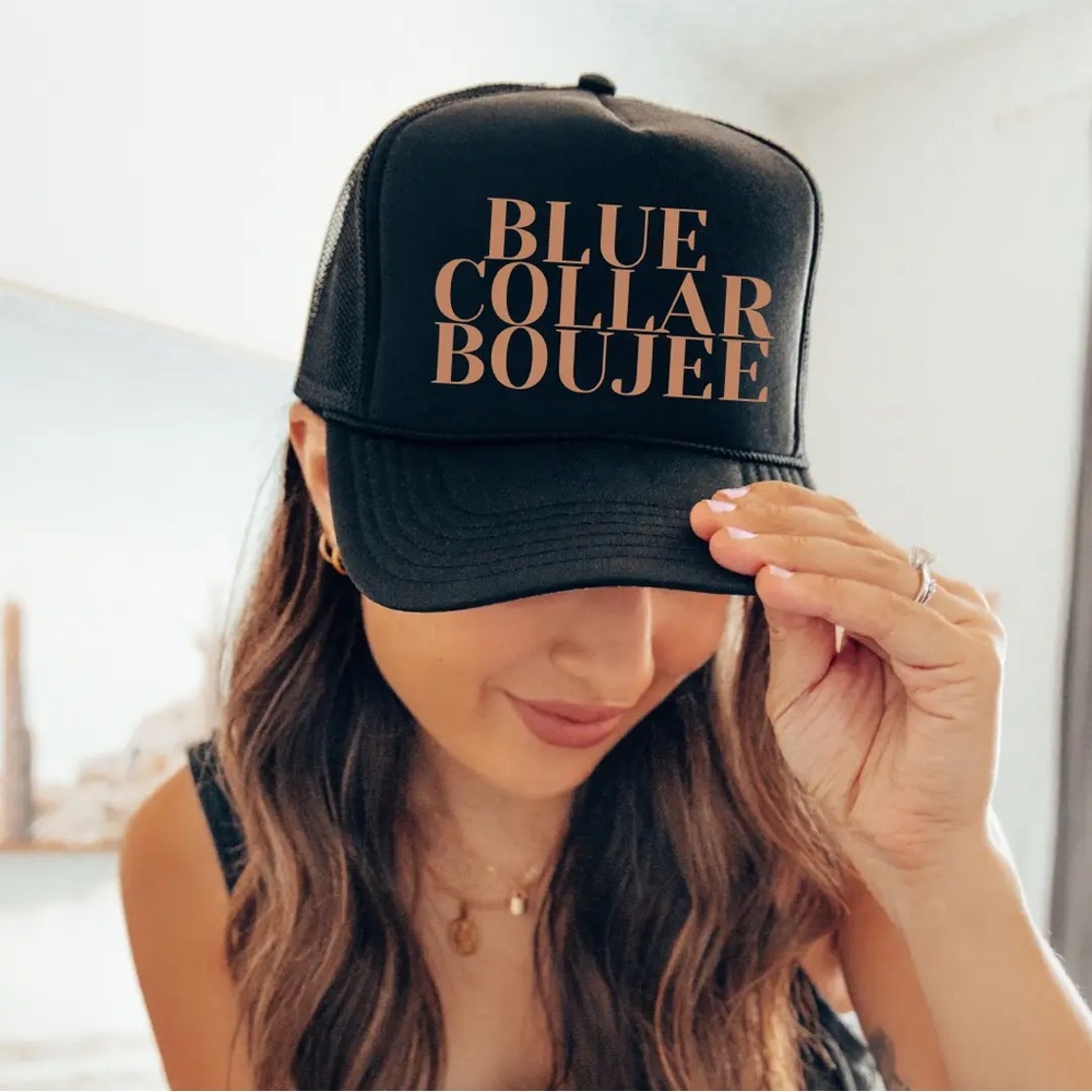 OTTO Black Trucker Hat with Gold Lettering